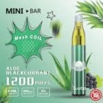 YUOTO MINI BAR DISPOSABLE VAPE KIT 1200 PUFFS ALOE BLACKCURRANT