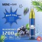 YUOTO MINI BAR DISPOSABLE VAPE KIT 1200 PUFFS BLUEBERRY ICE